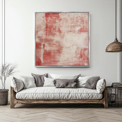 Minimalist Abstract Artwork Framed Canvas Wall Art - "Rouge Stain"