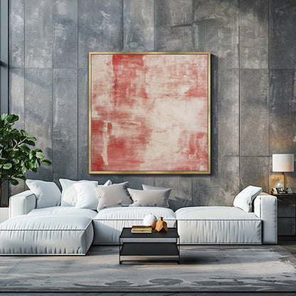 Minimalist Abstract Artwork Framed Canvas Wall Art - "Rouge Stain"