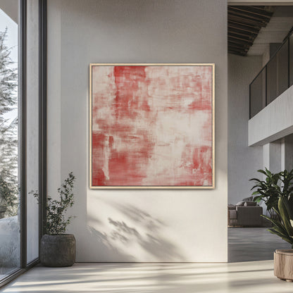 Minimalist Abstract Artwork Framed Canvas Wall Art - "Rouge Stain"