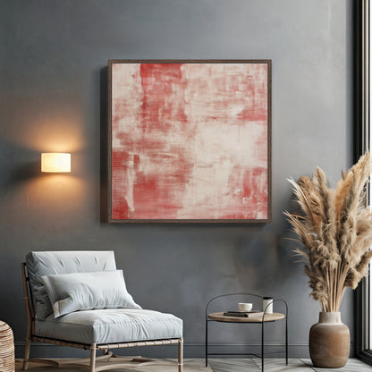 Minimalist Abstract Artwork Framed Canvas Wall Art - "Rouge Stain"