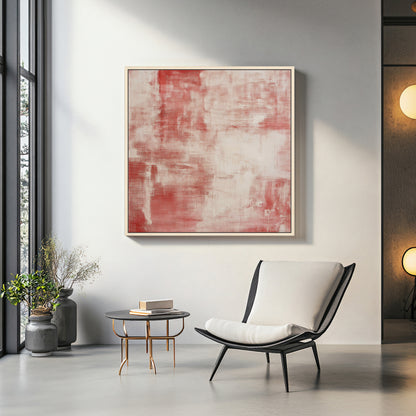 Minimalist Abstract Artwork Framed Canvas Wall Art - "Rouge Stain"