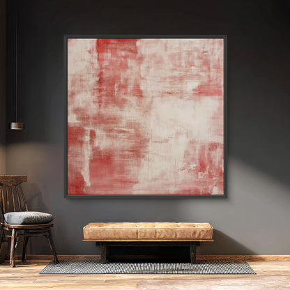 Minimalist Abstract Artwork Framed Canvas Wall Art - "Rouge Stain"