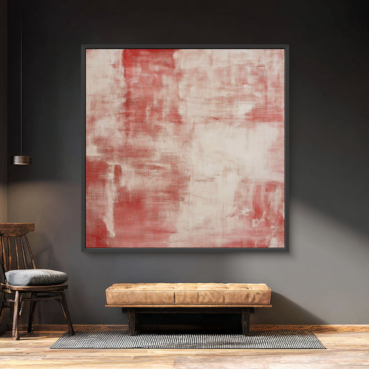 Minimalist Abstract Artwork Framed Canvas Wall Art - "Rouge Stain"