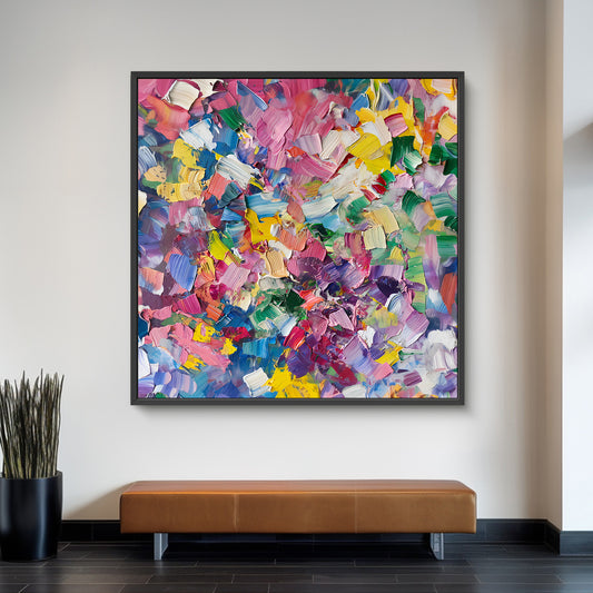 Colorful Abstract Artwork Framed Canvas Wall Art - "Jubilee Garden"