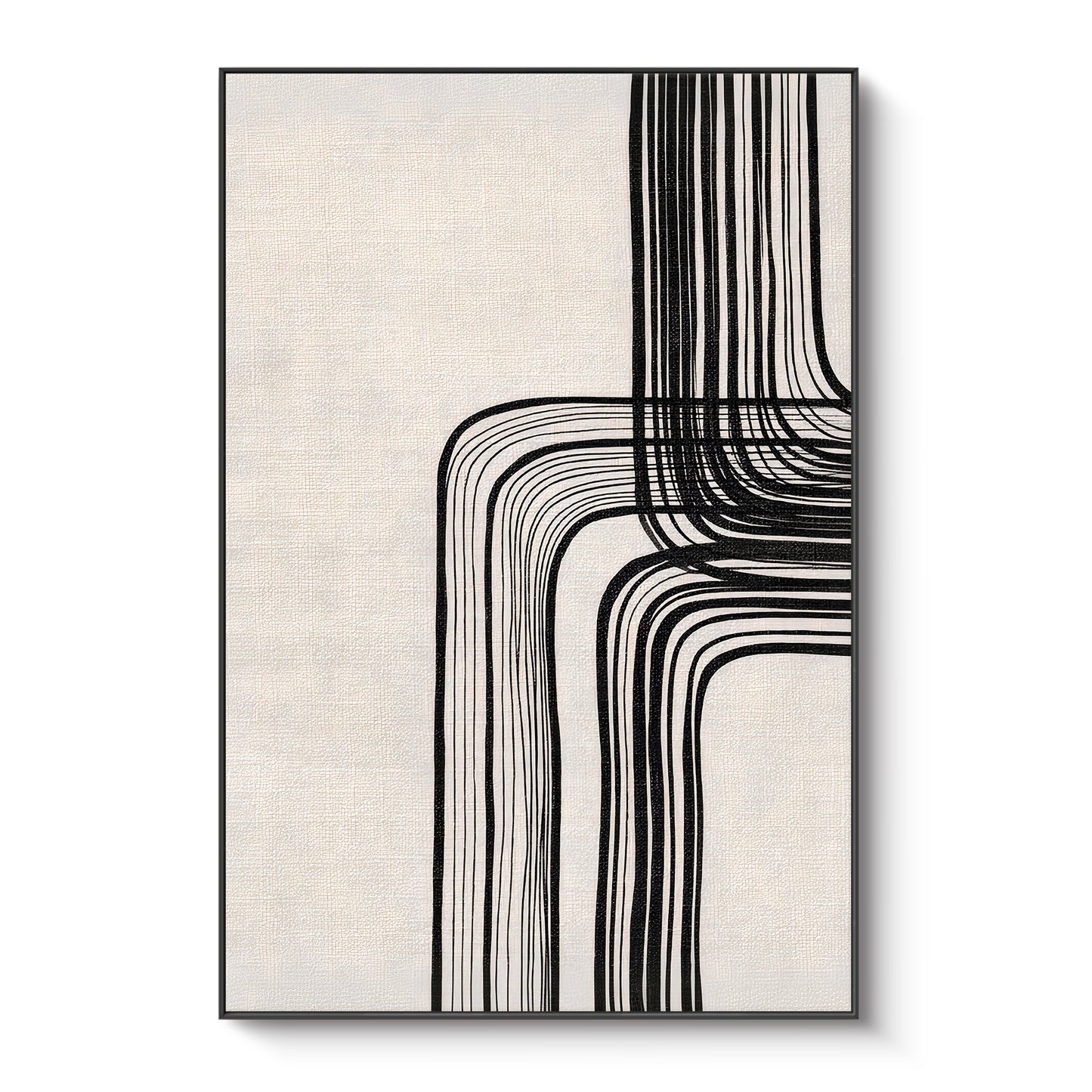Modern Minimalist Abstract Framed Canvas Art – "Linear Equilibrium"