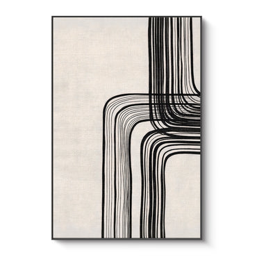 Modern Minimalist Abstract Framed Canvas Art – "Linear Equilibrium"