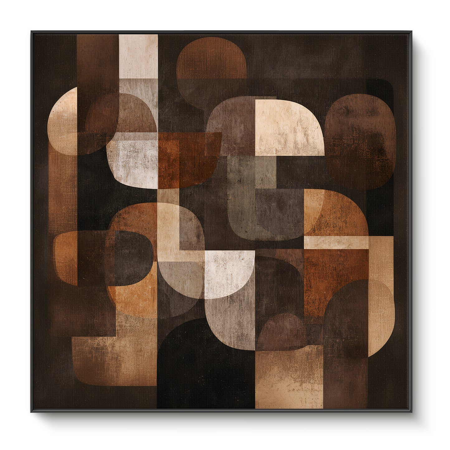 Geometric Abstract Framed Canvas Wall Art – "Midnight Balance"