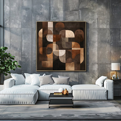 Geometric Abstract Framed Canvas Wall Art – "Midnight Balance"