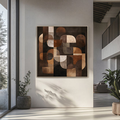 Geometric Abstract Framed Canvas Wall Art – "Midnight Balance"