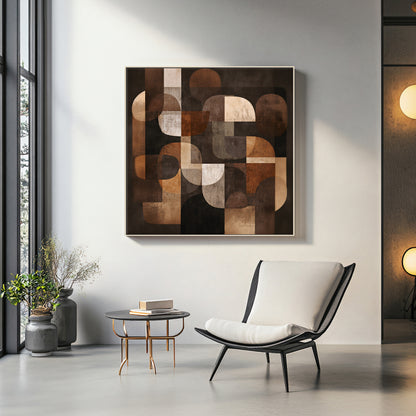 Geometric Abstract Framed Canvas Wall Art – "Midnight Balance"