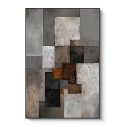 Modern Geometric Abstract Framed Canvas Wall Art – Urban Composition