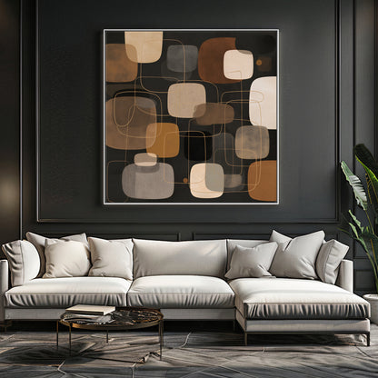 Mid-Century Modern Abstract Framed Canvas Wall Art – Retro Harmony