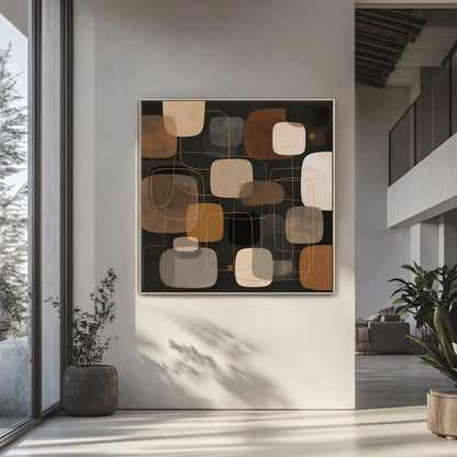 Mid-Century Modern Abstract Framed Canvas Wall Art – Retro Harmony