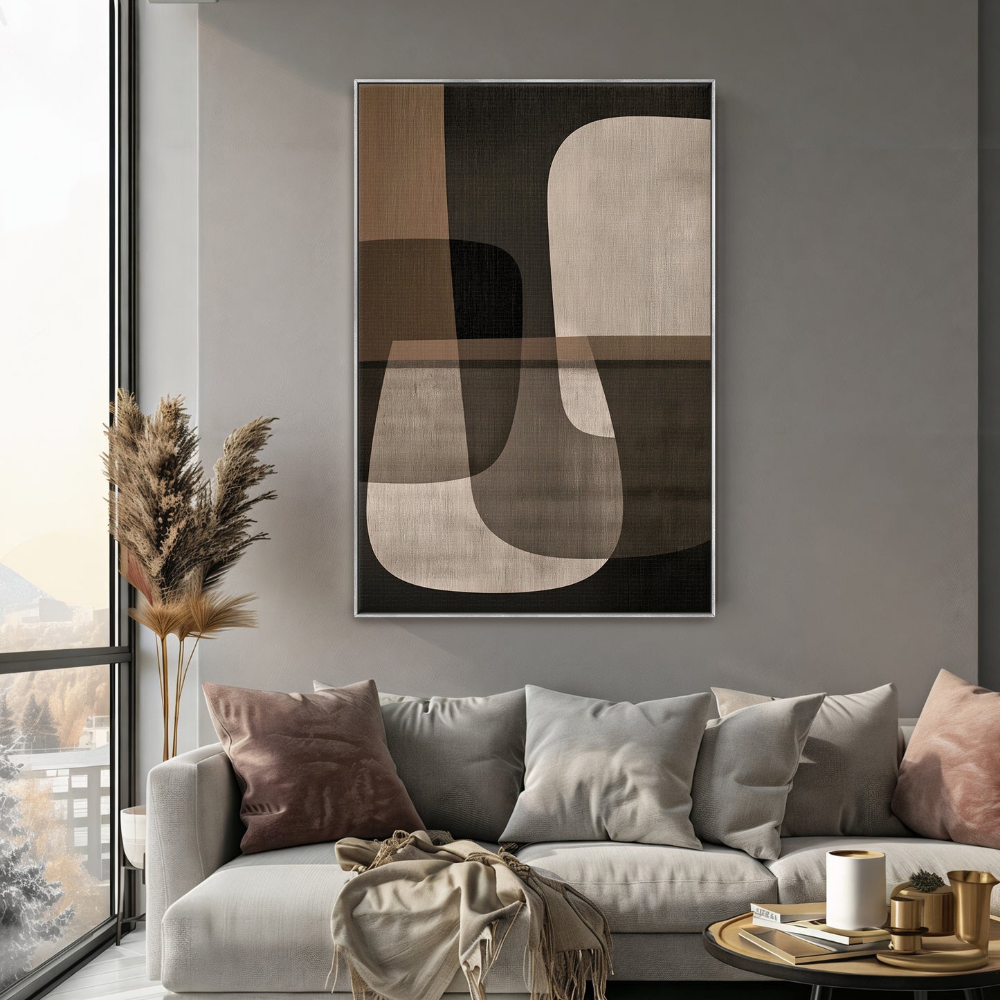 Abstract Framed Canvas Wall Art - Spatial Harmony