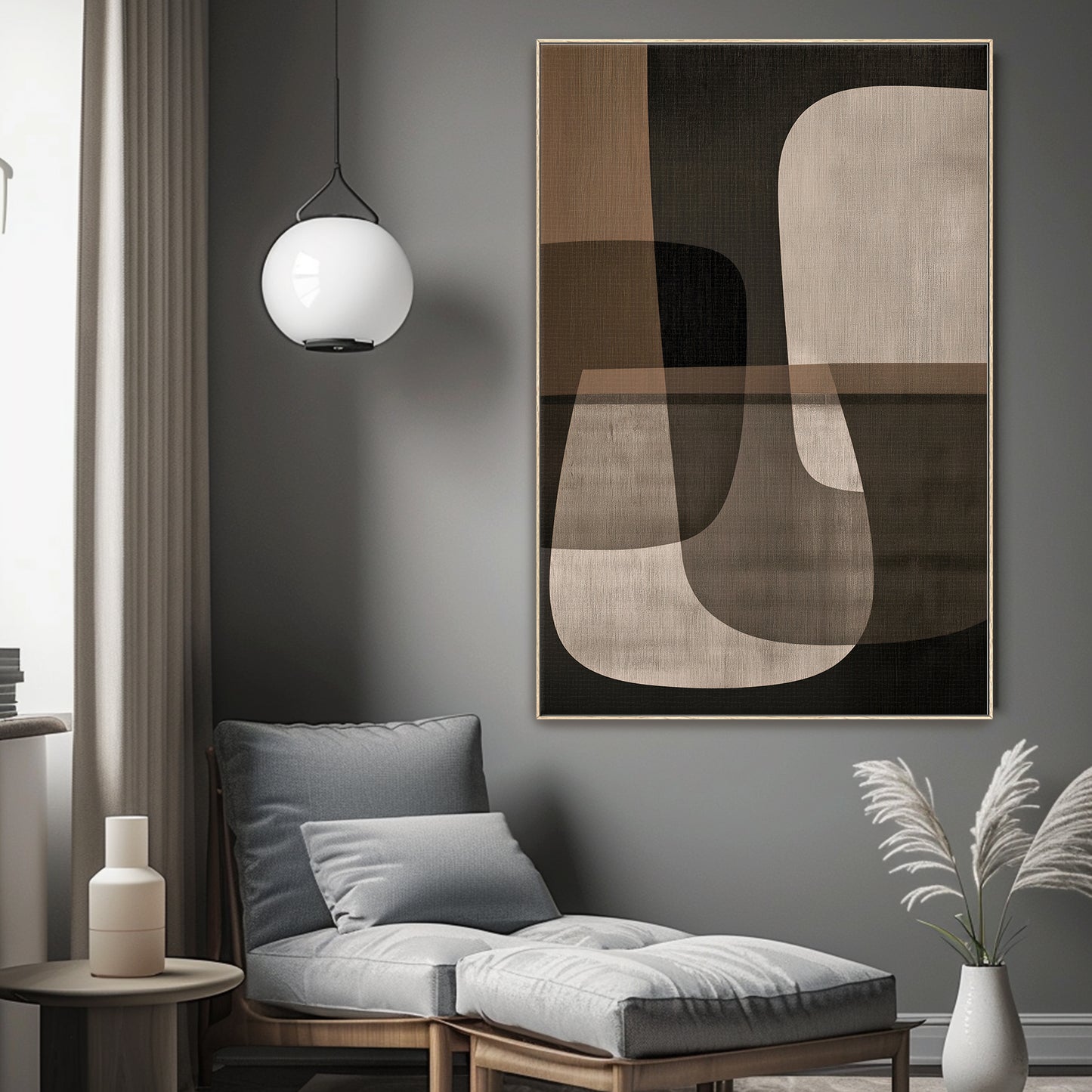 Abstract Framed Canvas Wall Art - Spatial Harmony