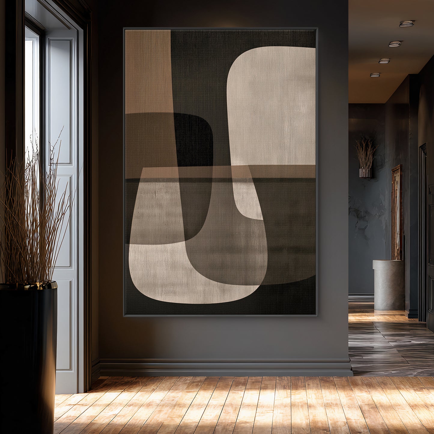 Abstract Framed Canvas Wall Art - Spatial Harmony