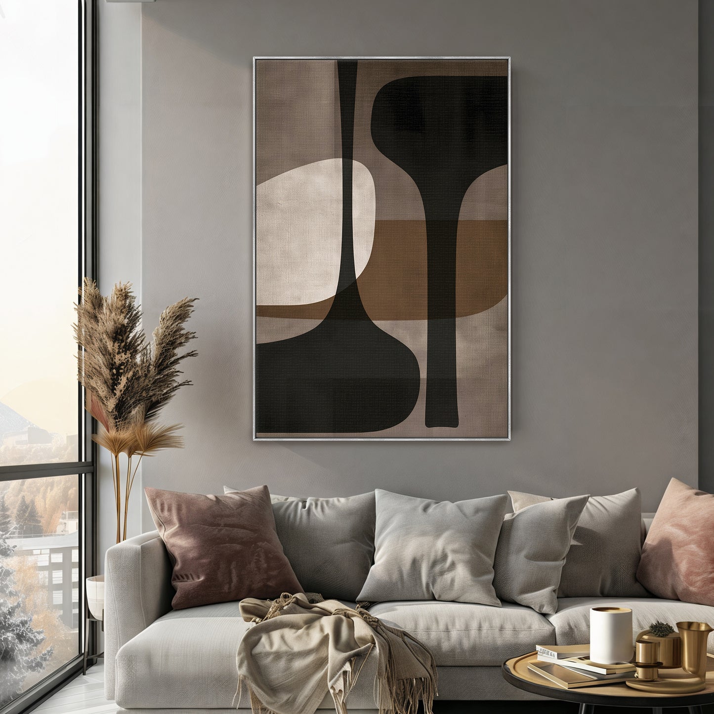 Abstract Framed Canvas Wall Art – Twin Totems