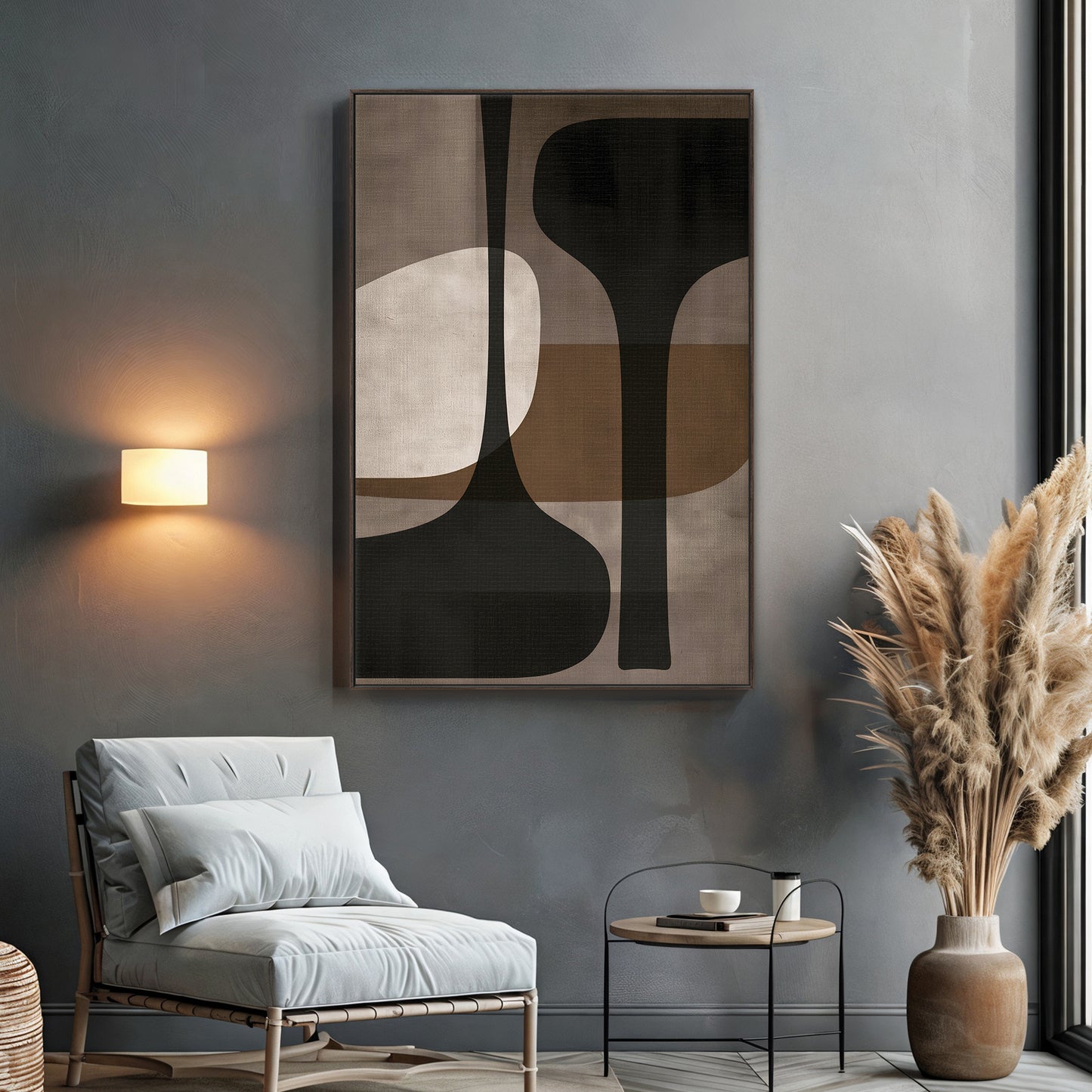 Abstract Framed Canvas Wall Art – Twin Totems