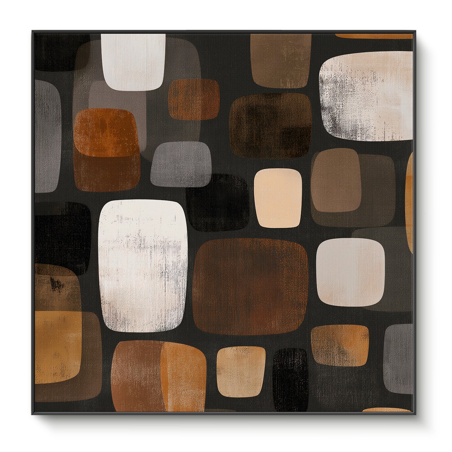 Abstract Framed Canvas Wall Art – River Stones