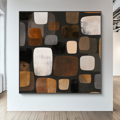 Abstract Framed Canvas Wall Art – River Stones