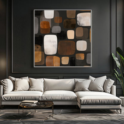 Abstract Framed Canvas Wall Art – River Stones