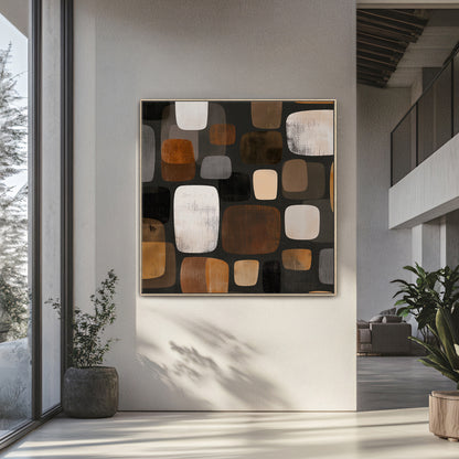Abstract Framed Canvas Wall Art – River Stones