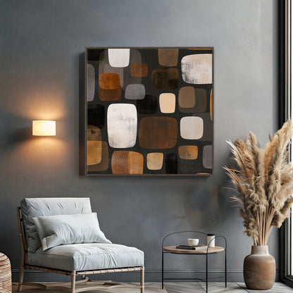Abstract Framed Canvas Wall Art – River Stones
