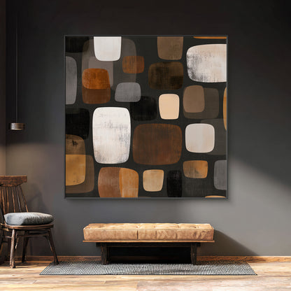Abstract Framed Canvas Wall Art – River Stones