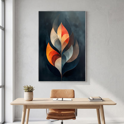 Abstract Framed Canvas Wall Art – Ember Leaf