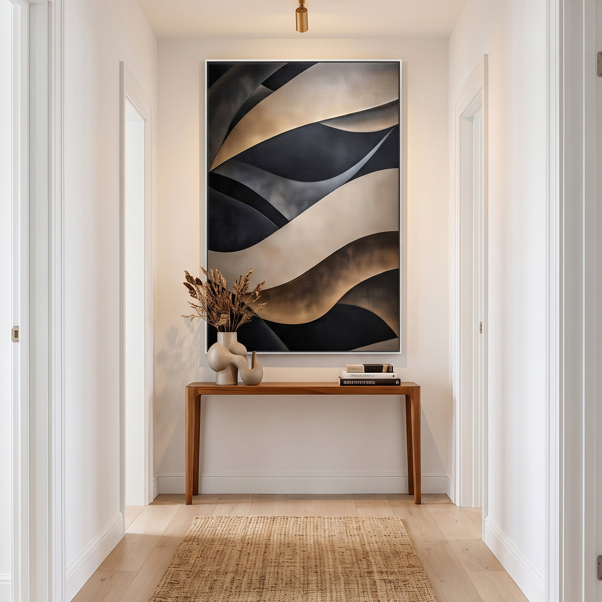 Abstract Framed Canvas Wall Art – Gilded Waves