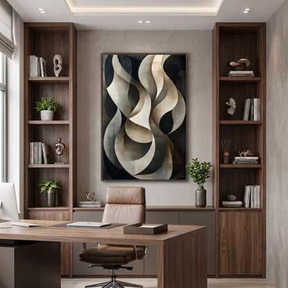 Abstract Framed Canvas Wall Art – Woven Shadow