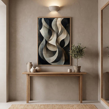 Abstract Framed Canvas Wall Art – Woven Shadow