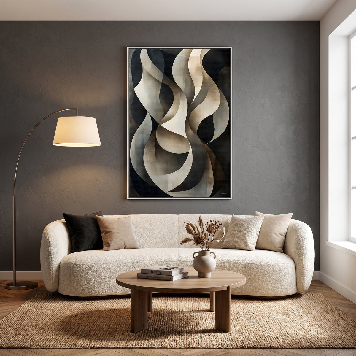Abstract Framed Canvas Wall Art – Woven Shadow