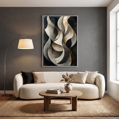 Abstract Framed Canvas Wall Art – Woven Shadow