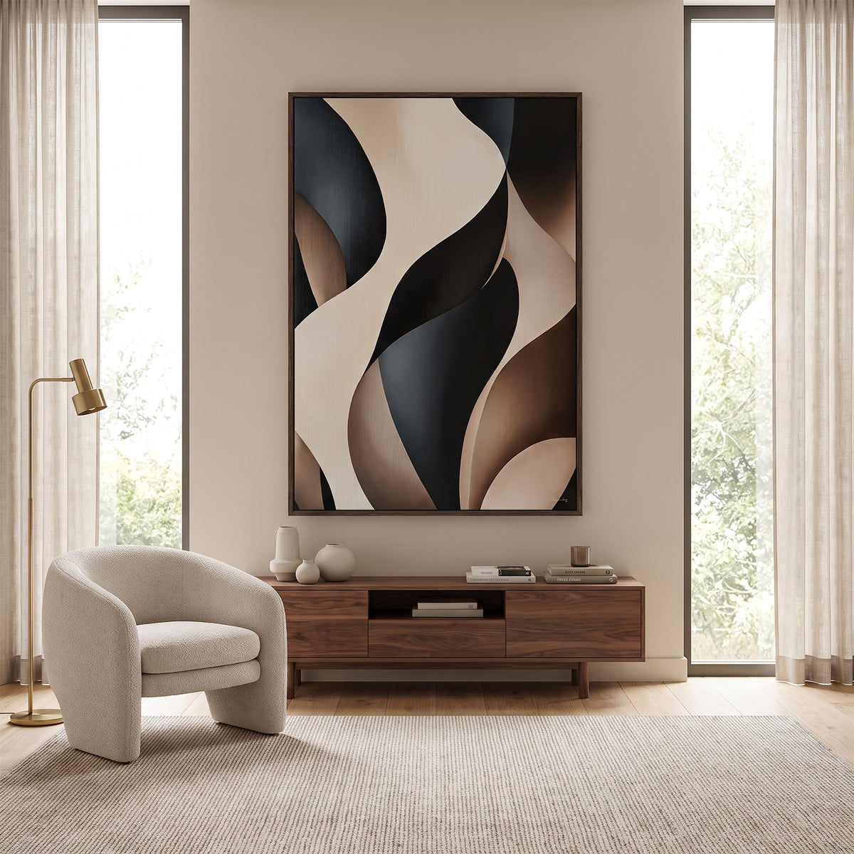 Abstract Framed Canvas Wall Art – Carved Flow