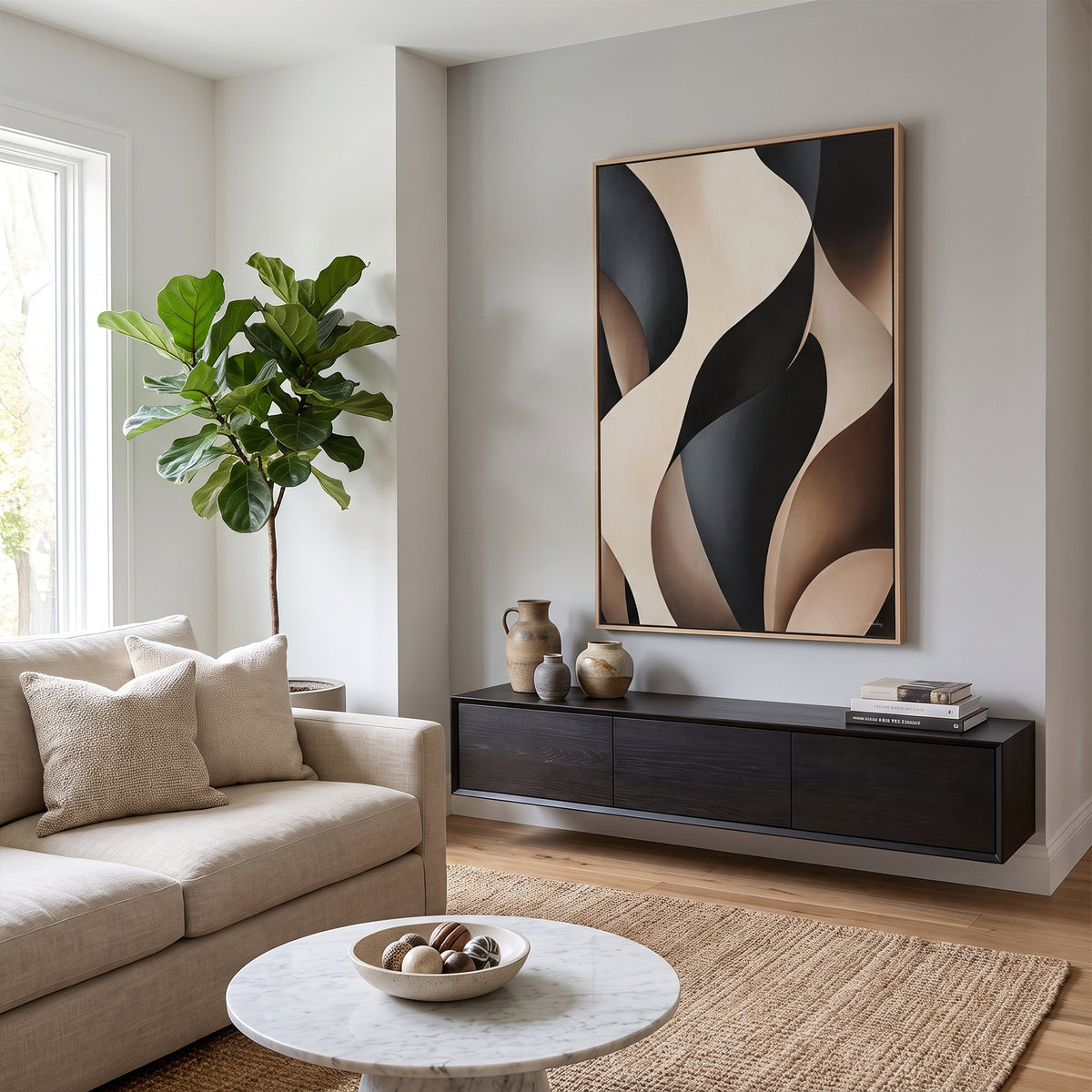 Abstract Framed Canvas Wall Art – Carved Flow