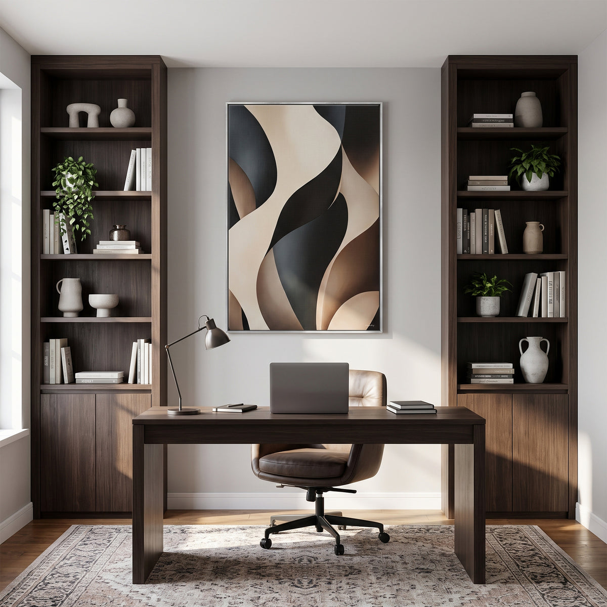 Abstract Framed Canvas Wall Art – Carved Flow