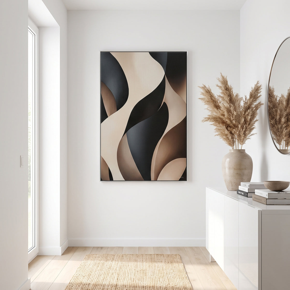 Abstract Framed Canvas Wall Art – Carved Flow
