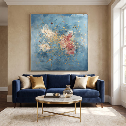 Abstract Framed Canvas Wall Art – Golden Spark