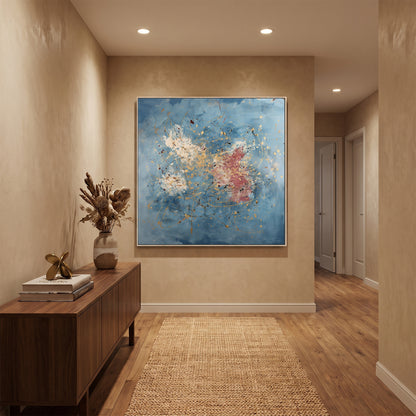 Abstract Framed Canvas Wall Art – Golden Spark