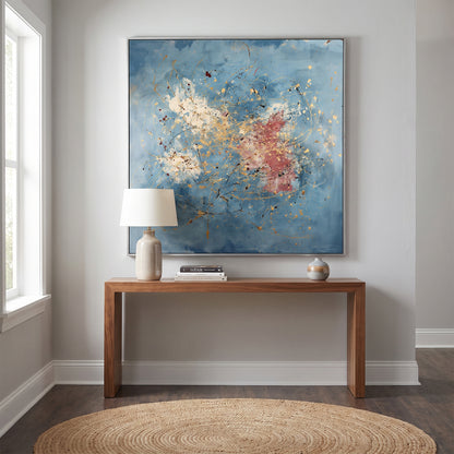 Abstract Framed Canvas Wall Art – Golden Spark