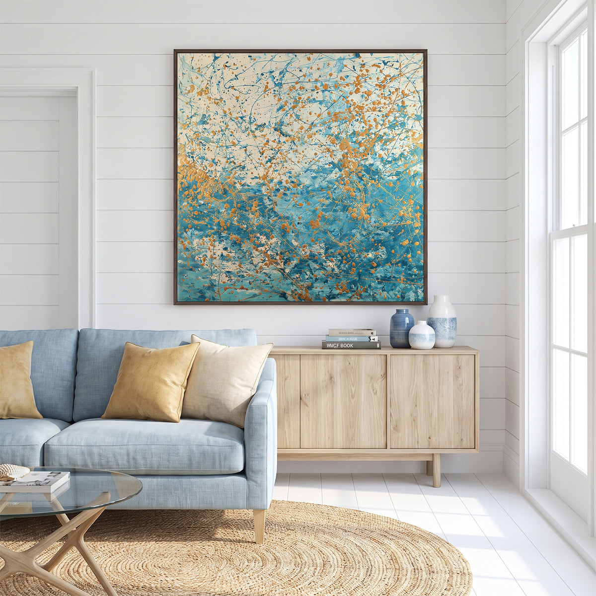 Abstract Framed Canvas Wall Art – Sea Spark
