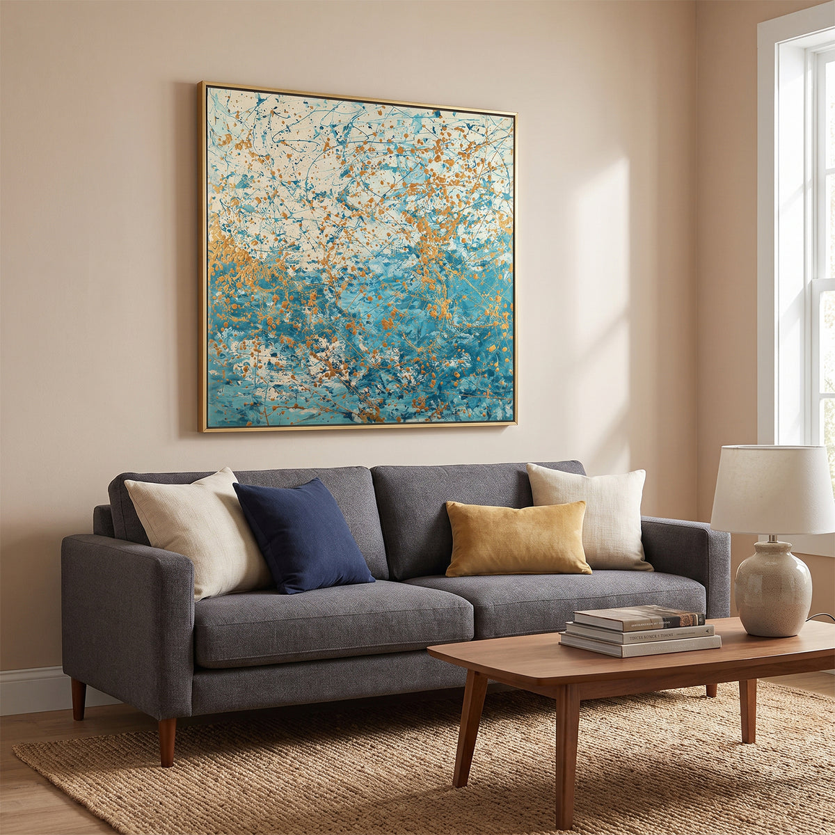 Abstract Framed Canvas Wall Art – Sea Spark
