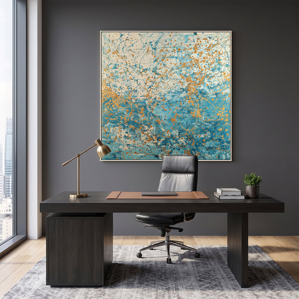 Abstract Framed Canvas Wall Art – Sea Spark