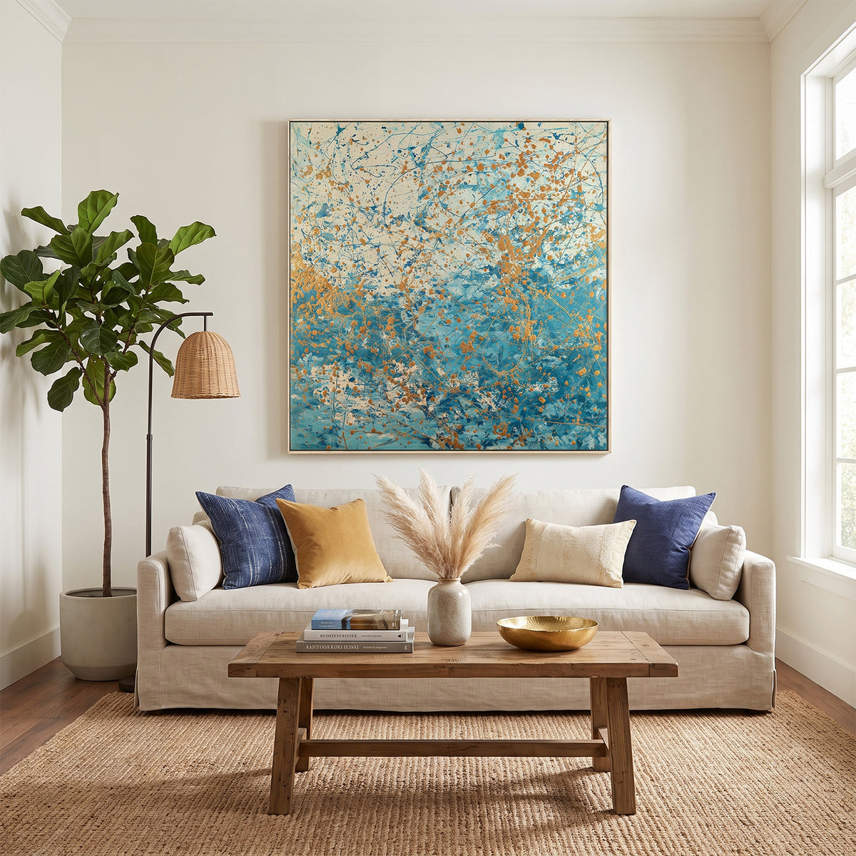 Abstract Framed Canvas Wall Art – Sea Spark