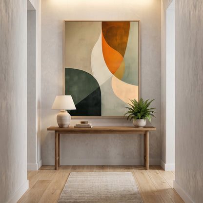 Abstract Framed Canvas Wall Art – Forest & Clay