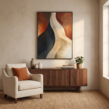 Abstract Framed Canvas Wall Art – Rust Divide