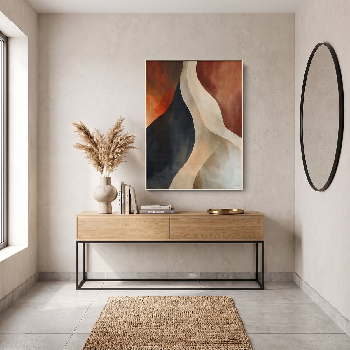 Abstract Framed Canvas Wall Art – Rust Divide