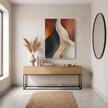 Abstract Framed Canvas Wall Art – Rust Divide