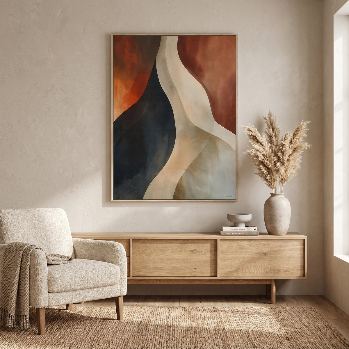 Abstract Framed Canvas Wall Art – Rust Divide
